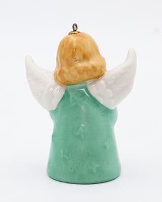 Hummel Goebel 1977 Green Angel Bell Germany Porcelain Christmas Ornament TMK 5 - Thumbnail 4
