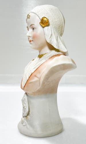 Antique 19th C Victorian Lady Hand Painted Porcelain Figurine Hallmarked - Thumbnail 5