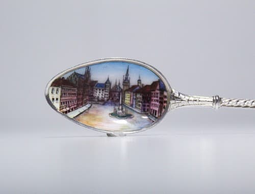 Antique Hand Painted Enamel Scenic European 800 Silver Souvenir Spoon - Thumbnail 4