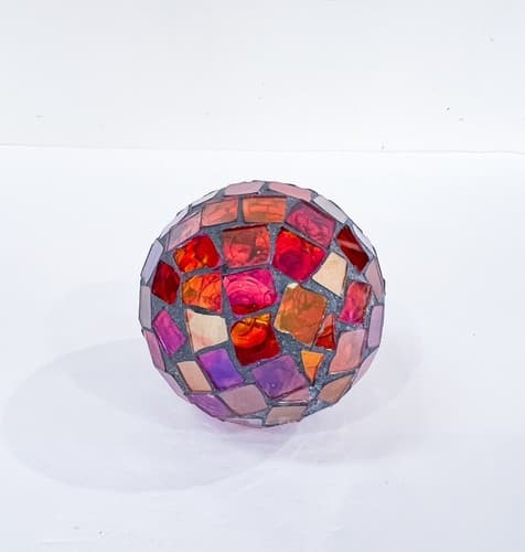 Vintage Mosaic Artwork Round Glass Mirror Christmas Ornament - Thumbnail 5