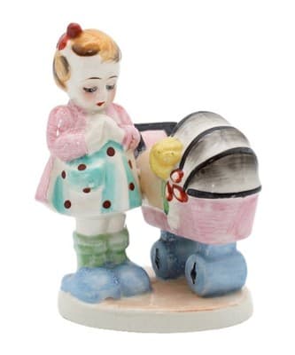 Vintage Occupied Japan Hand Painted Doll Mother Porcelain Figurine - Image 1