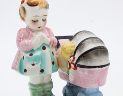 Vintage Occupied Japan Hand Painted Doll Mother Porcelain Figurine - Thumbnail 3
