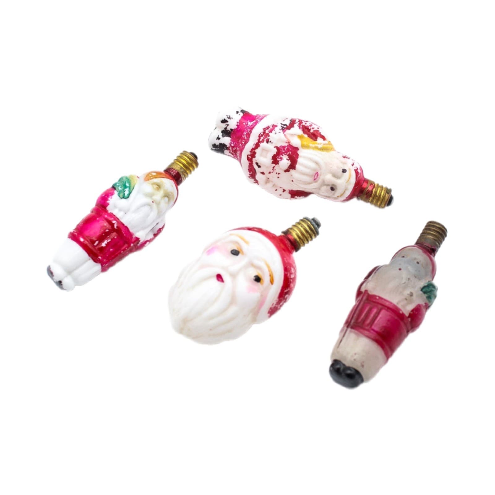 Vintage Lot of 4 Figural Milk Glass Santa Claus Christmas Light Bulbs Japan - Image 1