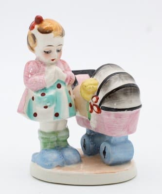 Vintage Occupied Japan Hand Painted Doll Mother Porcelain Figurine - Thumbnail 9