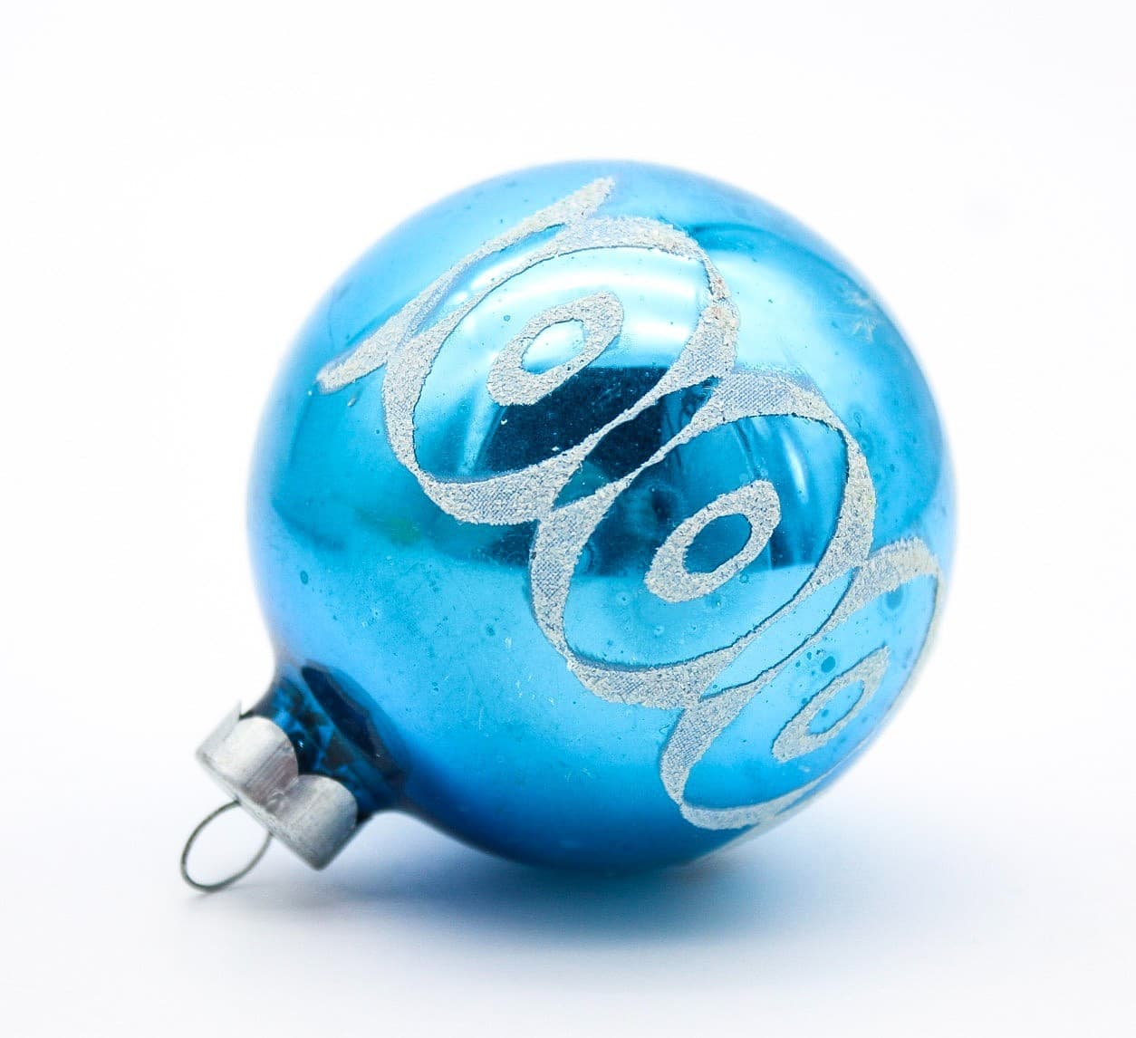 Shiny Brite Vintage Blue Mica Ovals Pattern Ball Glass Christmas Ornament 2.25" - Thumbnail 2
