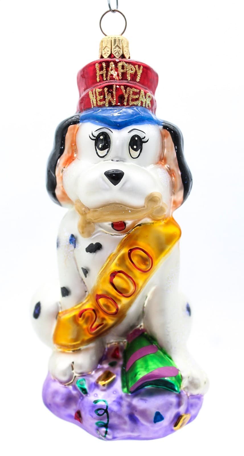 Christopher Radko Millennium Pup 2000 Happy New Year Glass Christmas Ornament - Thumbnail 8