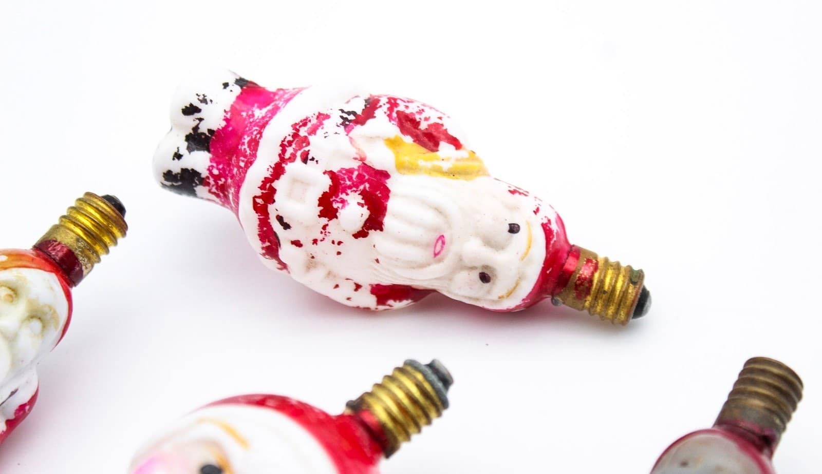 Vintage Lot of 4 Figural Milk Glass Santa Claus Christmas Light Bulbs Japan - Thumbnail 4