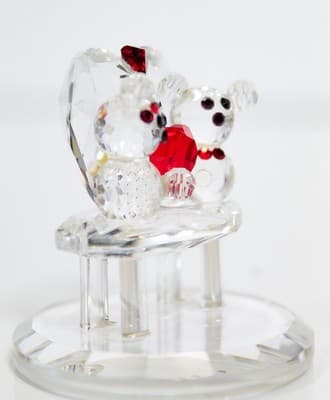 Vintage Crystal Valentine Love Teddy Bears Red Heart Small Sculpture Figurine - Thumbnail 4