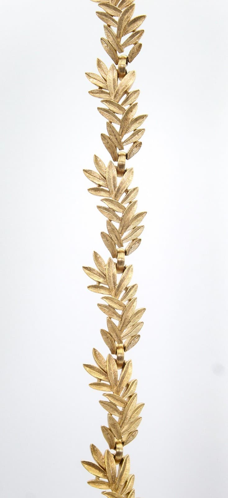 Vintage Crown Trifari Gold Tone Leaf Parure Necklace Bracelet Earrings Set - Thumbnail 7