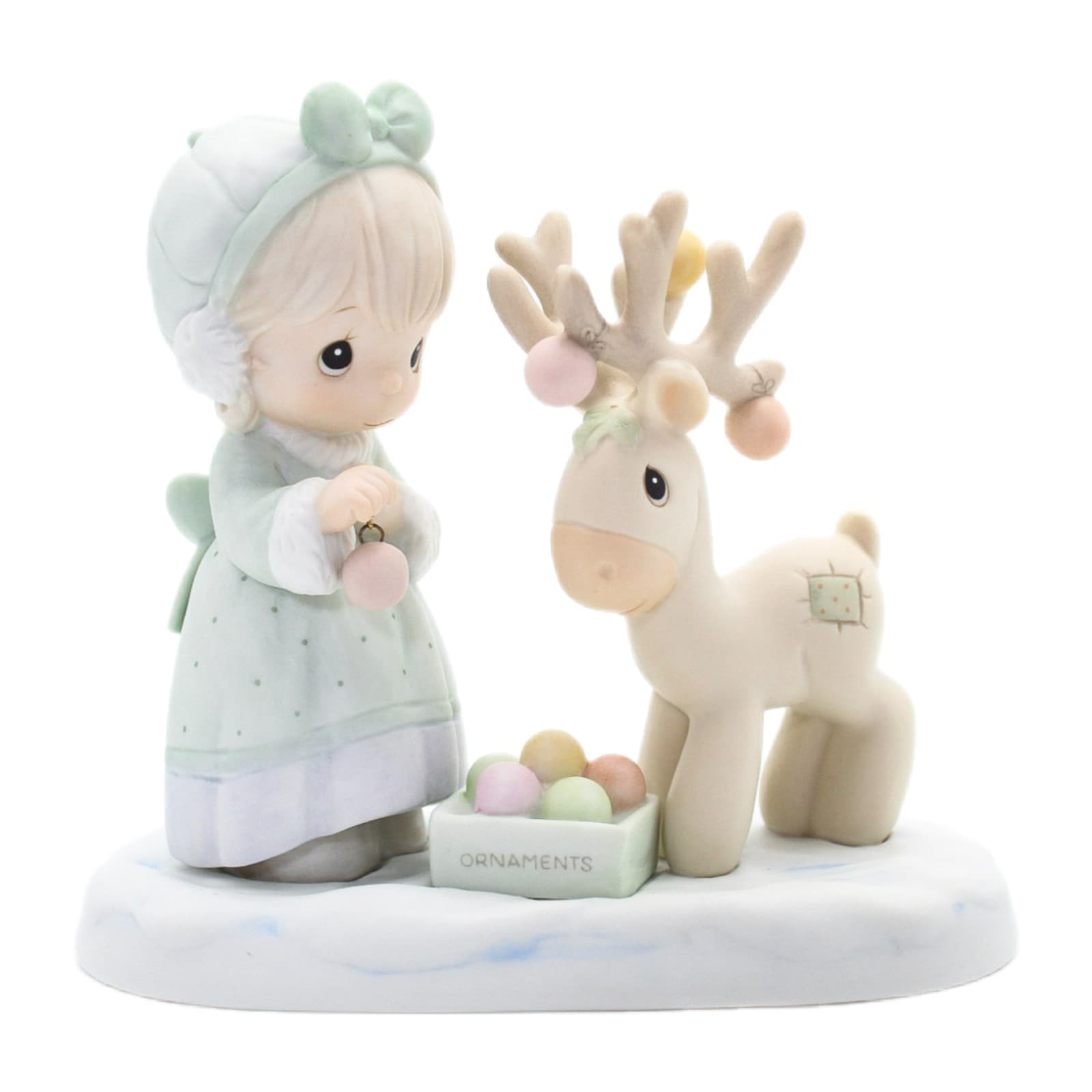 Precious Moments Merry Christmas Deer Enesco Porcelain Figurine 1989 - Image 1