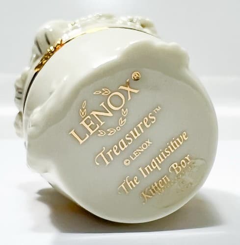 LENOX Vintage Handcrafted Treasures The Inquisitive Kitten Porcelain Trinket Box - Thumbnail 4