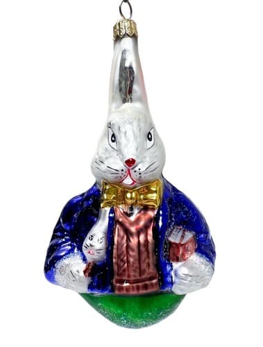 CHRISTOPHER RADKO "Professor Hare" Easter Bunny Glass Ornament - Image 1