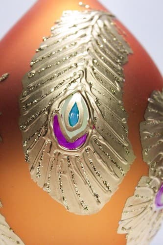 European Glass Peacock Motif Micro Glass Beaded Jumbo Glass Christmas Ornament - Thumbnail 8