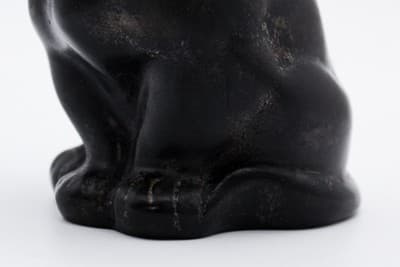 Antique Ceramic Pottery Black Sitting Dachshund Dog Glass Eyes Bank - Thumbnail 13