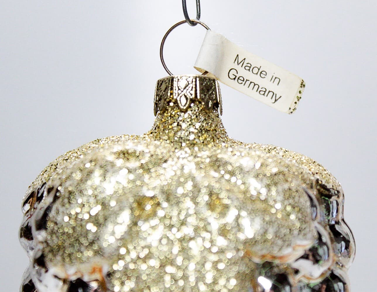 INGE Glass Germany Glitter Gold Grape Fruit Cluster Glass Christmas Ornament - Thumbnail 2