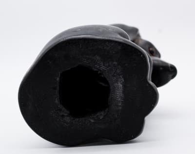 Antique Ceramic Pottery Black Sitting Dachshund Dog Glass Eyes Bank - Thumbnail 11