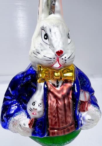 CHRISTOPHER RADKO "Professor Hare" Easter Bunny Glass Ornament - Thumbnail 2