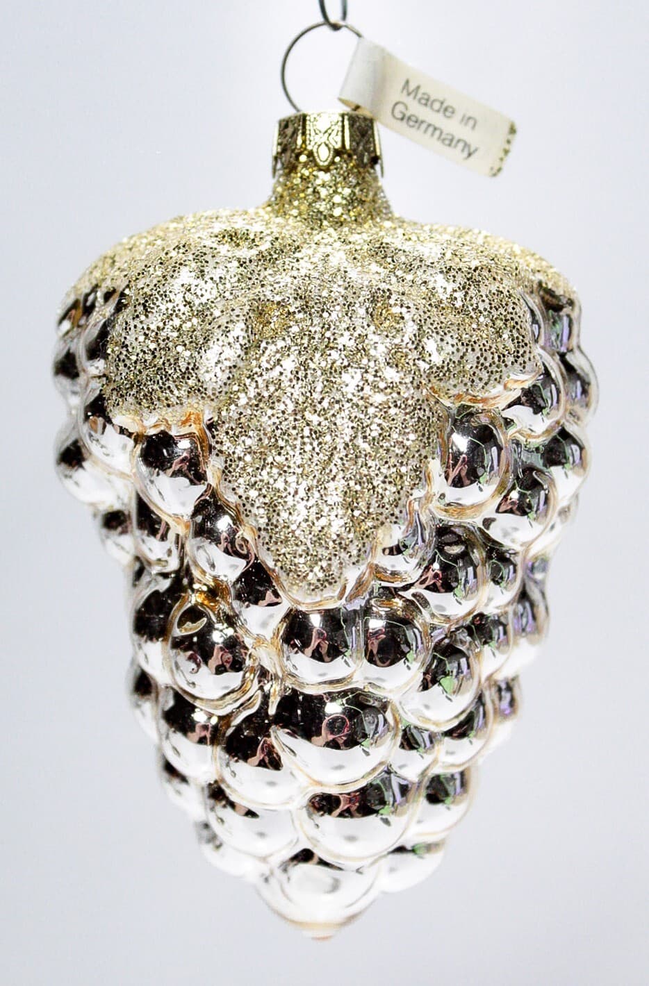 INGE Glass Germany Glitter Gold Grape Fruit Cluster Glass Christmas Ornament - Thumbnail 3