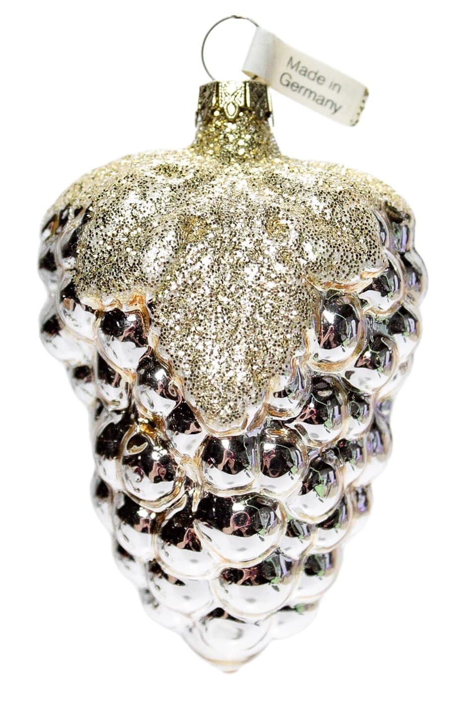 INGE Glass Germany Glitter Gold Grape Fruit Cluster Glass Christmas Ornament - Image 1