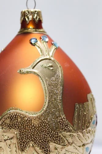 European Glass Peacock Motif Micro Glass Beaded Jumbo Glass Christmas Ornament - Thumbnail 3