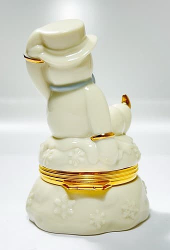 Lenox Vintage Treasures The Skating Adventure Snowman Porcelain Trinket Box - Thumbnail 3