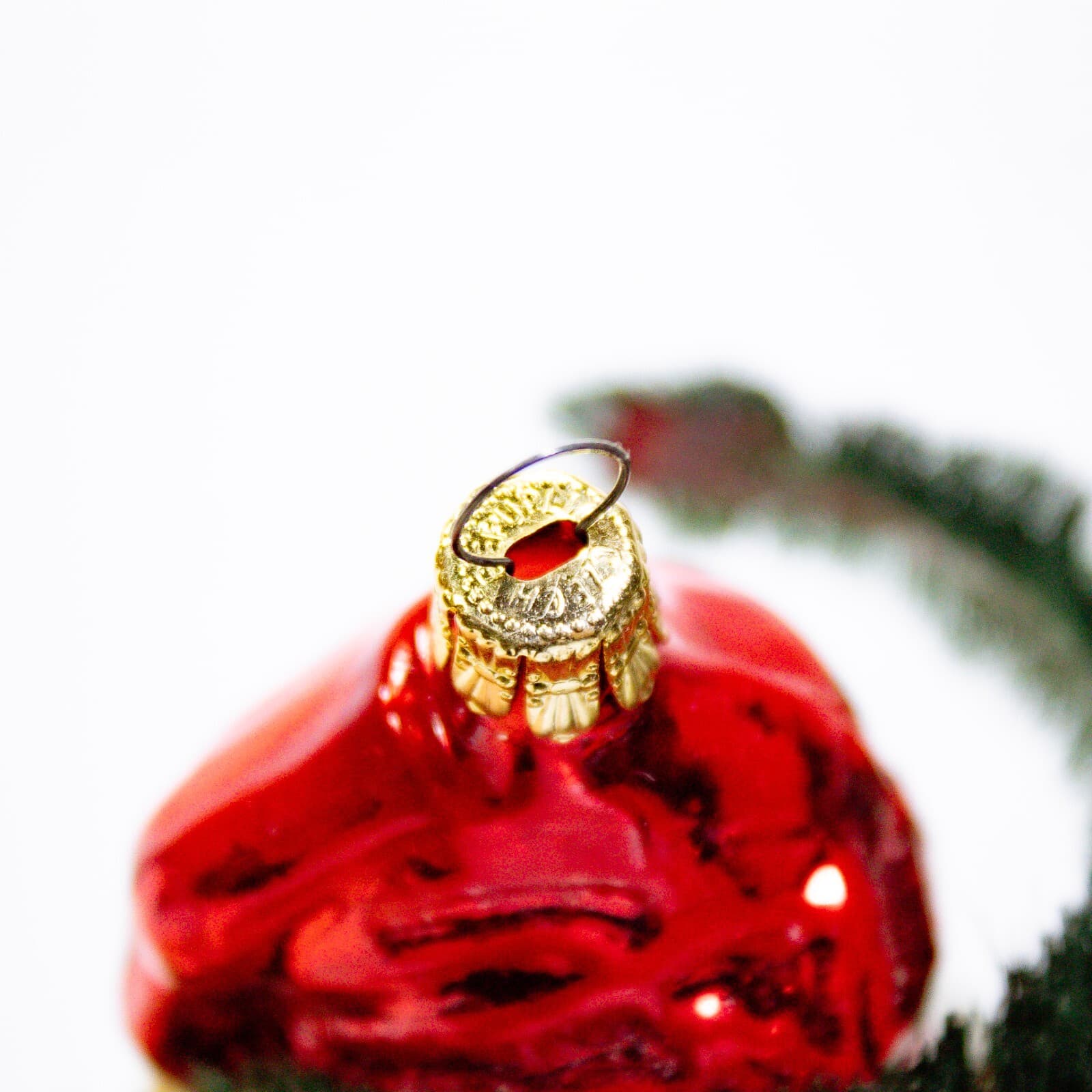 Czech Republic Vtg Decorative Hand Painted Glass Santa Head Christmas Ornament - Thumbnail 5