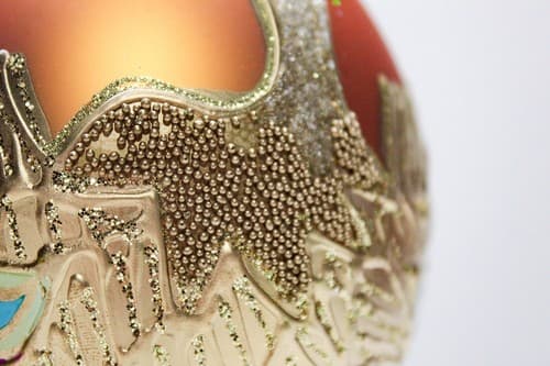 European Glass Peacock Motif Micro Glass Beaded Jumbo Glass Christmas Ornament - Thumbnail 6