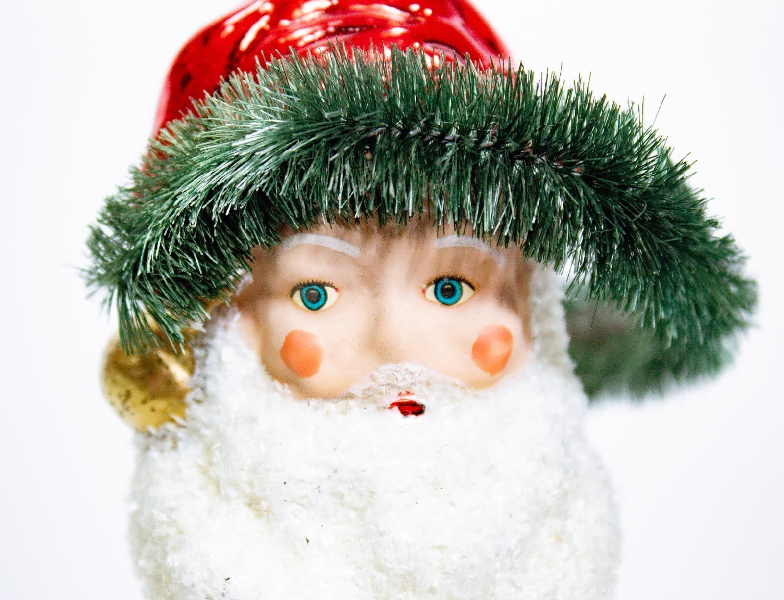 Czech Republic Vtg Decorative Hand Painted Glass Santa Head Christmas Ornament - Thumbnail 4