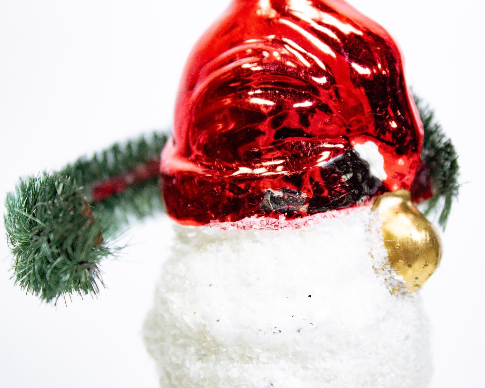 Czech Republic Vtg Decorative Hand Painted Glass Santa Head Christmas Ornament - Thumbnail 3