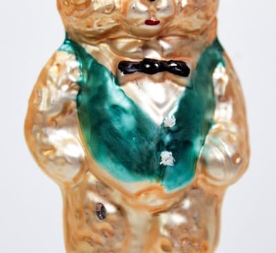 Vintage Gold Teddy Bear With Bowtie Glass Christmas Ornament - Thumbnail 4