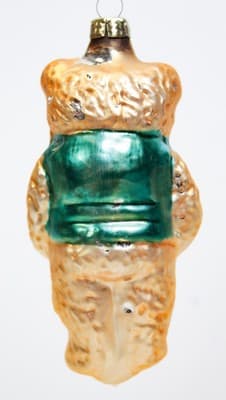 Vintage Gold Teddy Bear With Bowtie Glass Christmas Ornament - Thumbnail 6