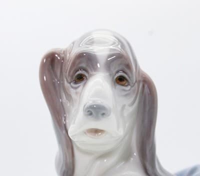 Lladro Dog In A Basket #1128 Spain Glazed Porcelain Figurine By Juan Huerta - Thumbnail 8