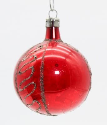 Vintage Poland Red Mica Indent Reflector Mercury Glass Christmas Ornament - Thumbnail 2