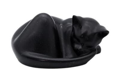 Suzie Marsh Vintage Capella Of Dartington Carved Stone Sleeping Black Cat Figure - Image 1
