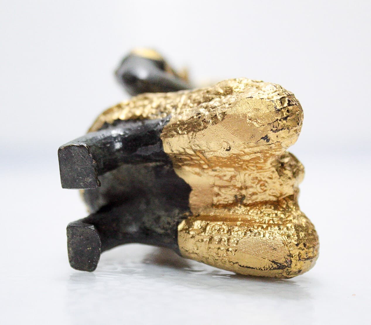 Vintage Old Bronze Praying Buddha Gold Gilt Small Sculpture Figurine - Thumbnail 9