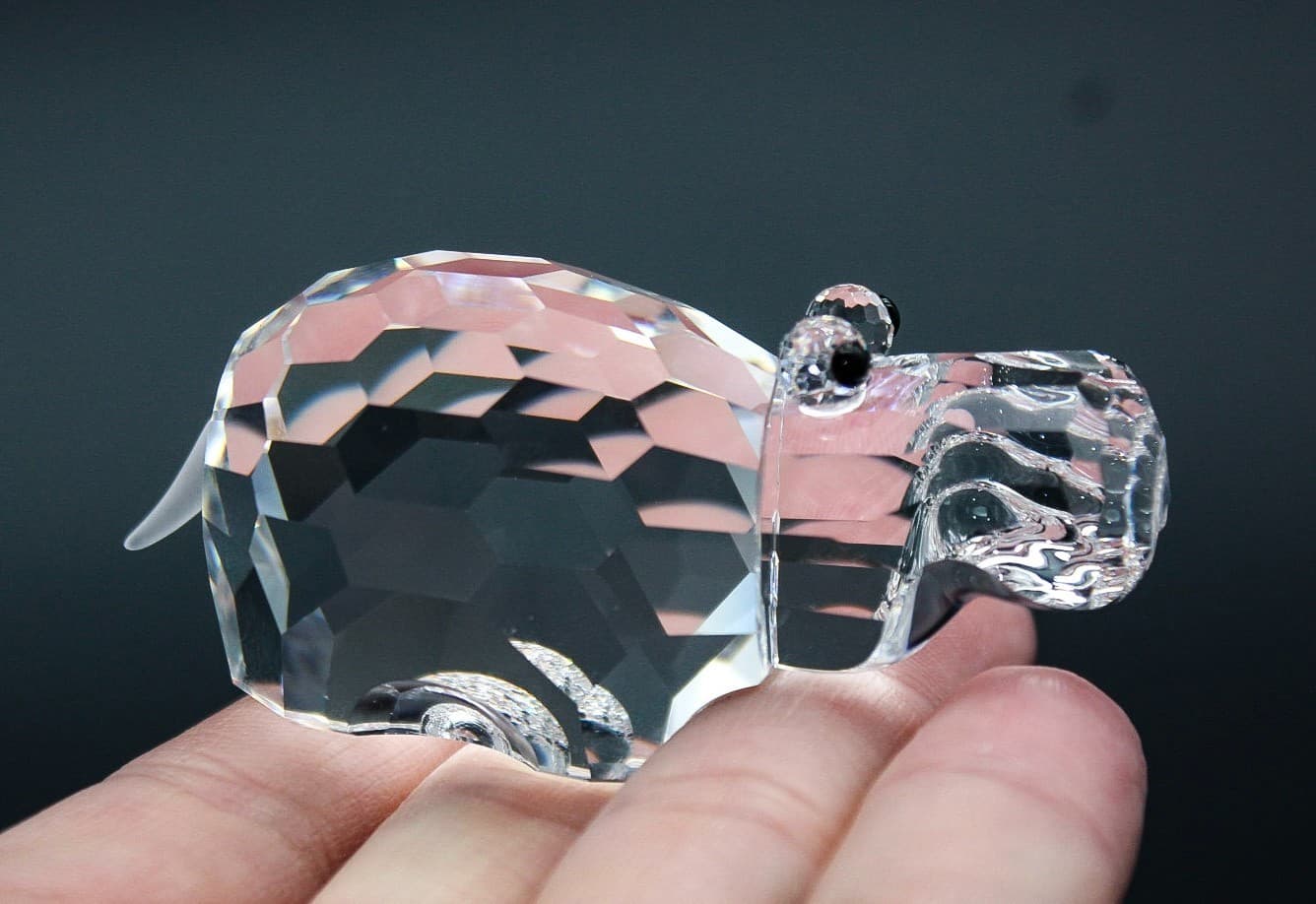 Swarovski Hippopotamus Fine Faceted Crystal Austria Figurine Vintage Retired - Thumbnail 2