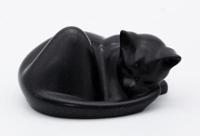 Suzie Marsh Vintage Capella Of Dartington Carved Stone Sleeping Black Cat Figure - Thumbnail 8