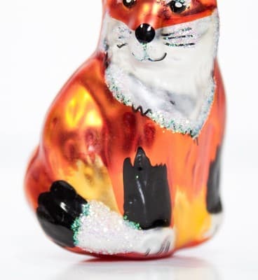 Vintage Czech Republic DEPARTMENT 56 Hand Painted Glass Fox Christmas Ornament - Thumbnail 3
