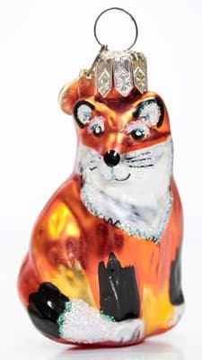 Vintage Czech Republic DEPARTMENT 56 Hand Painted Glass Fox Christmas Ornament - Image 1