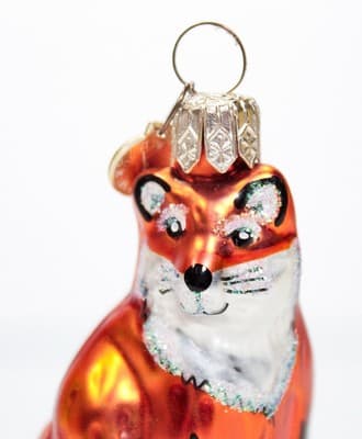 Vintage Czech Republic DEPARTMENT 56 Hand Painted Glass Fox Christmas Ornament - Thumbnail 2
