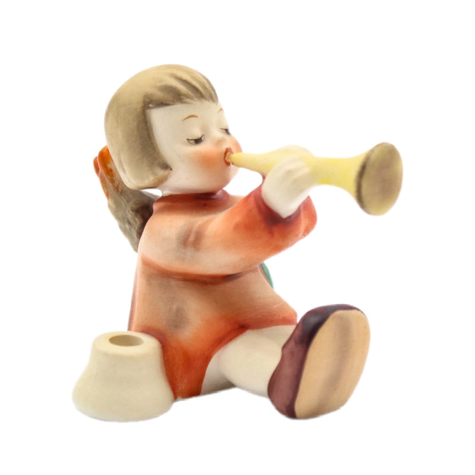 Vintage Goebel Hummel Joyous News Angel w/ Horn Candle Holder Porcelain Figurine - Image 1