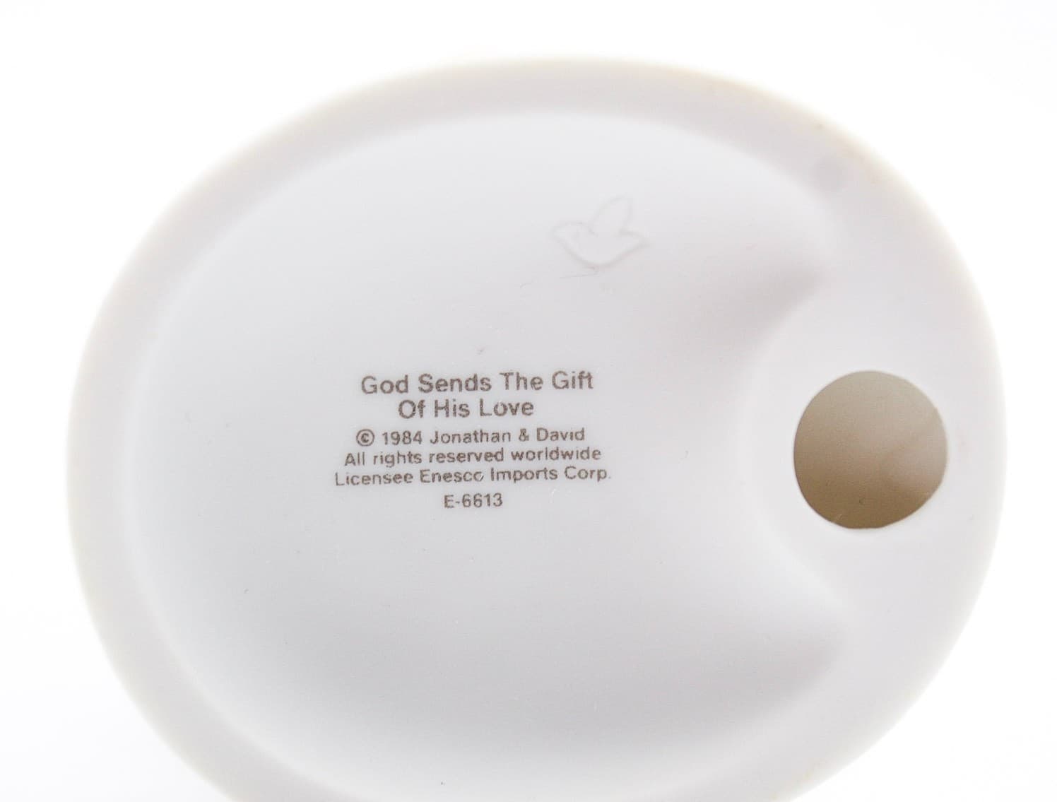 Precious Moments God Sends The Gift Of His Love Enesco Porcelain Figurine 1984 - Thumbnail 6