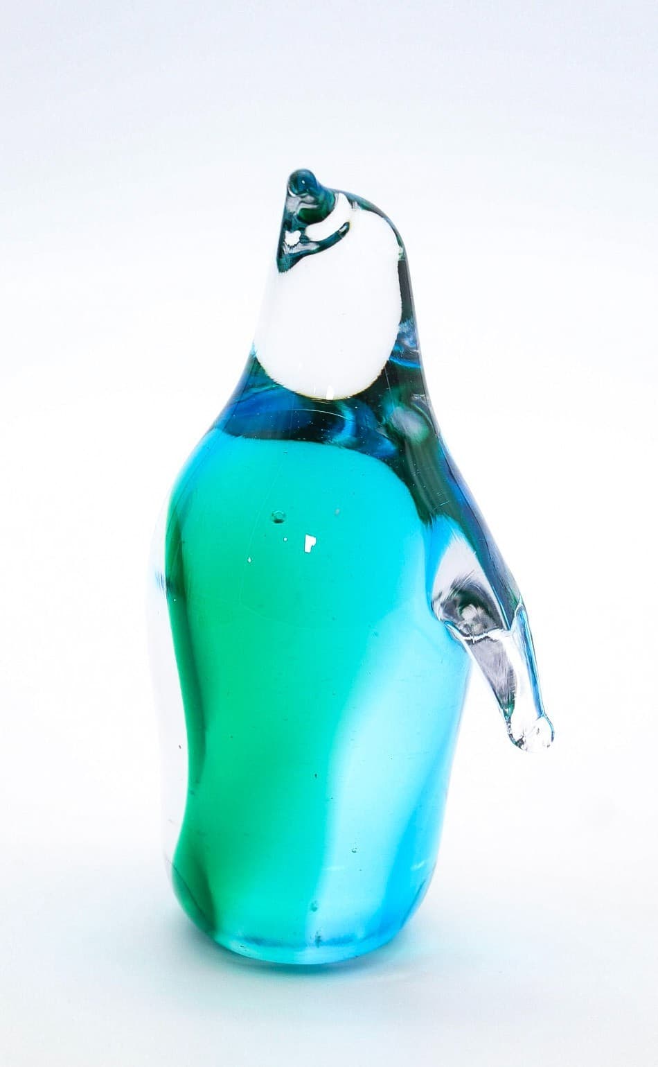Vintage Lefton Blue Green Art Glass Penguin Figurine Paperweight - Thumbnail 2