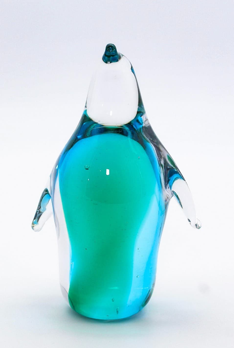 Vintage Lefton Blue Green Art Glass Penguin Figurine Paperweight - Thumbnail 3