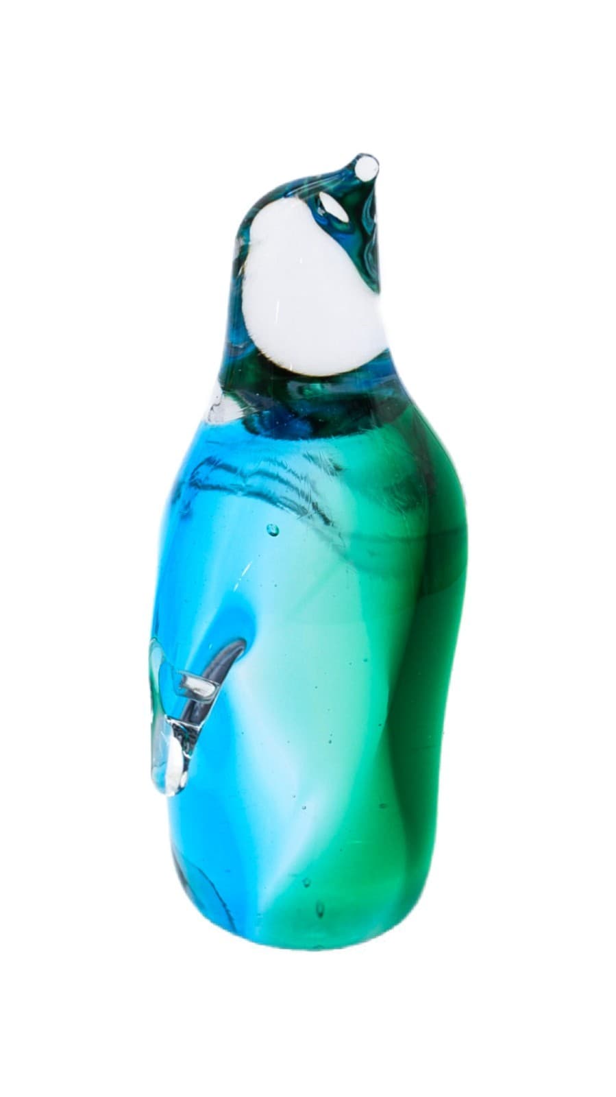 Vintage Lefton Blue Green Art Glass Penguin Figurine Paperweight - Image 1