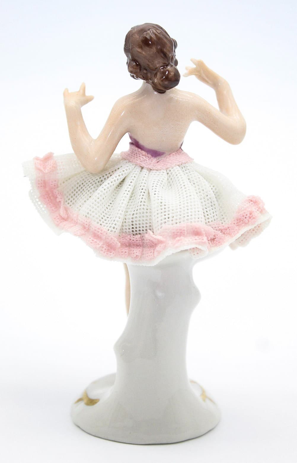 Volkstedt Germany Dresden Hand Painted Ballerina Dancer Laced Porcelain Figurine - Thumbnail 3