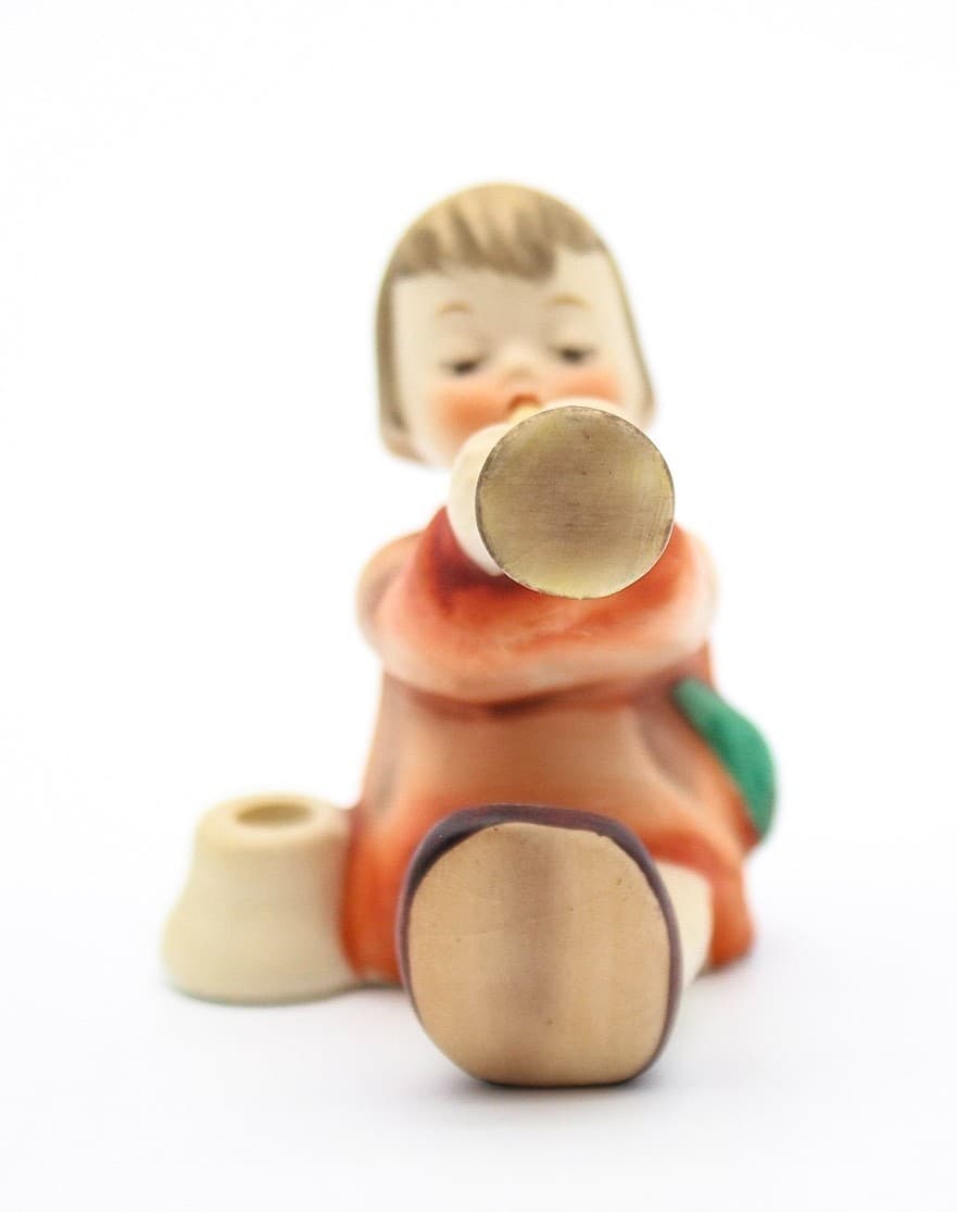 Vintage Goebel Hummel Joyous News Angel w/ Horn Candle Holder Porcelain Figurine - Thumbnail 2