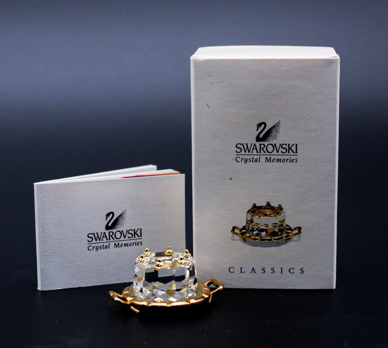Swarovski Crystal Memories Birthday Cake & Tray Figurine 191602 Retired w/ Box - Thumbnail 2