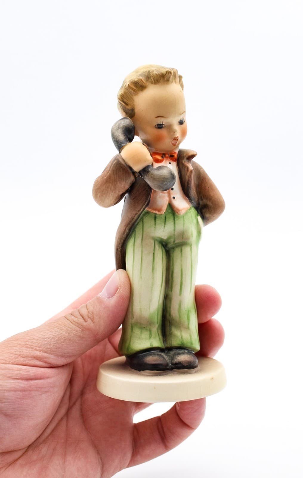 Vintage Goebel Hummel Germany #124/0 "Hello" Boy w/ Telephone Porcelain Figurine - Thumbnail 7