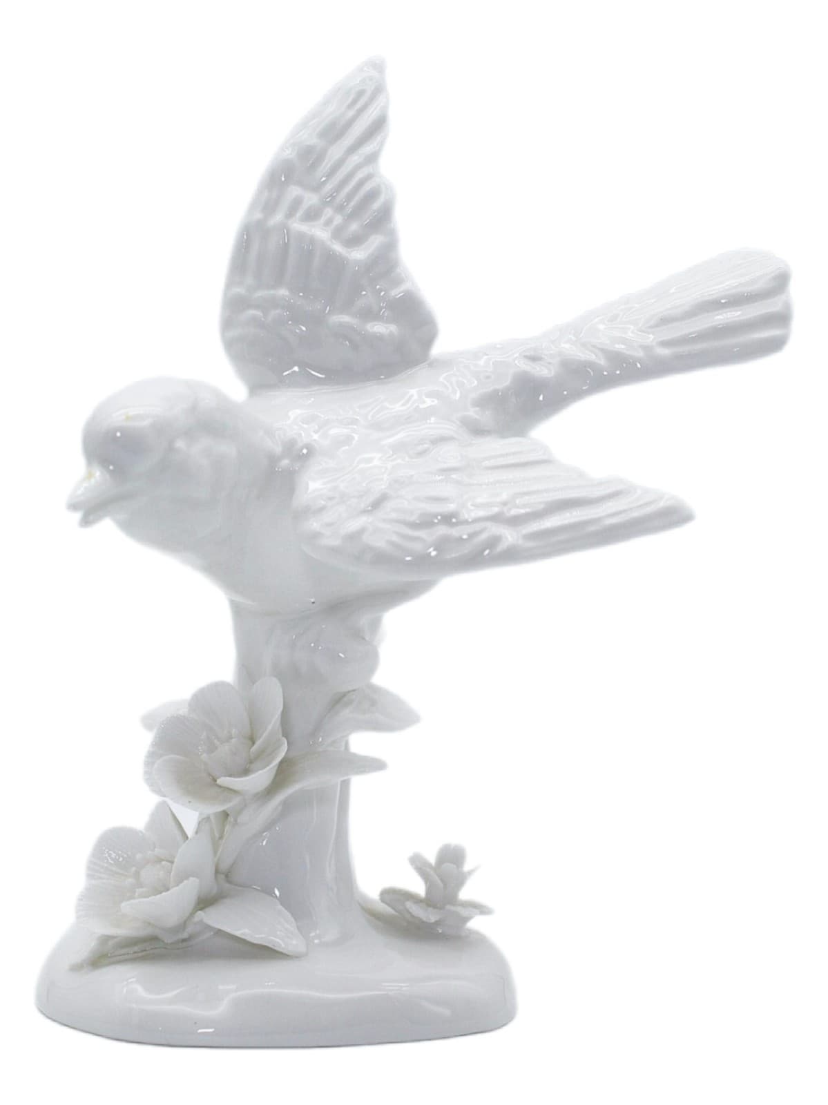 Staffordshire England Bone China White Bird Figurine With Flowers By J. Jones - Image 1